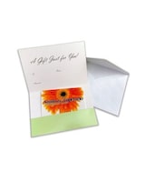 $75 Gift Card size,  inches height and  inches wide.
