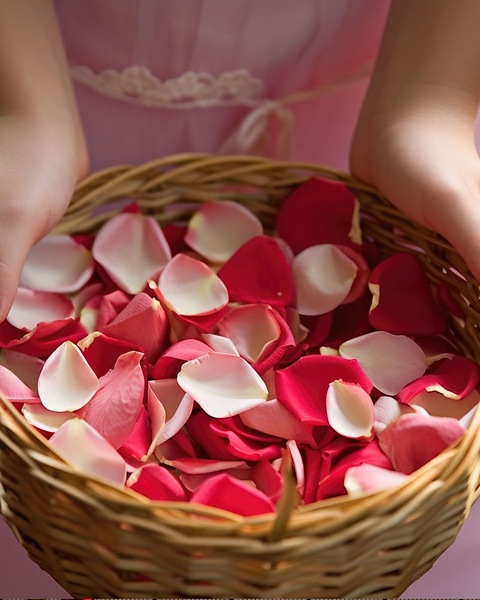 Rose Petals in Basket