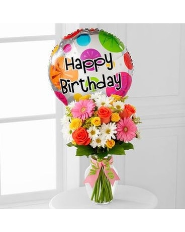 Birthday Bouquet Arrangement with Mylar Flower Arrangement