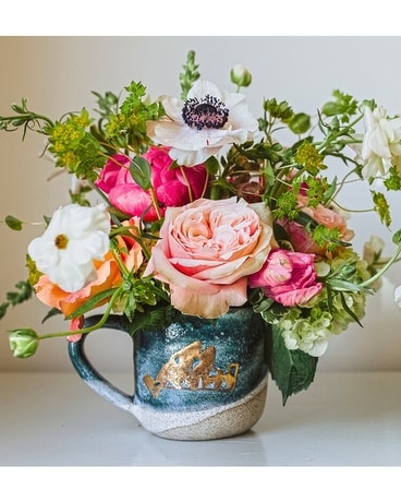 Mug & Blooms Flower Arrangement
