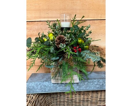 Rustic Christmas Flower Arrangement