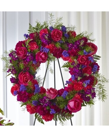 Calming Colors Wreath Sympathy Arrangement