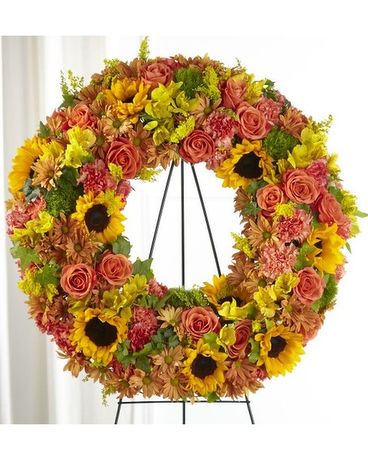 Autumnal Memories Wreath Funeral Arrangement