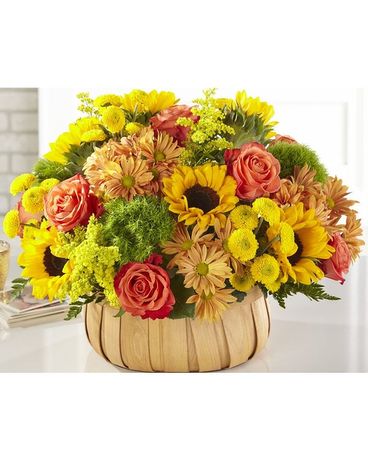 Harvest Sunflower Basket Funeral Arrangement