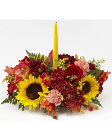 Giving Thanks Candle Centerpiece Flower Arrangement