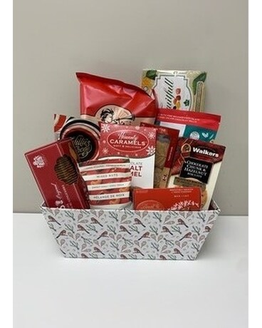 Holiday Sharing Gift Basket Flower Arrangement