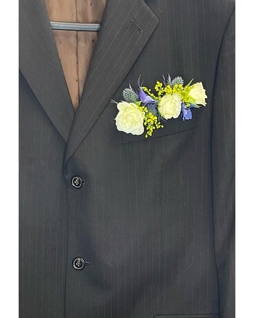 Class Act Boutonniere White Spray Rose Pocket Squa Boutonniere