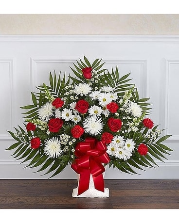 Floor Basket- Red & White Flower Arrangement
