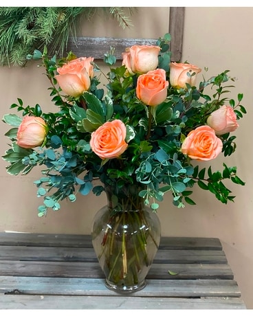 Peach Roses Flower Arrangement