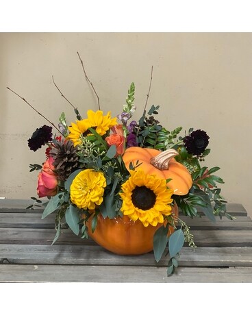 Hello Pumpkin Flower Arrangement