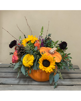 Hello Pumpkin Flower Arrangement