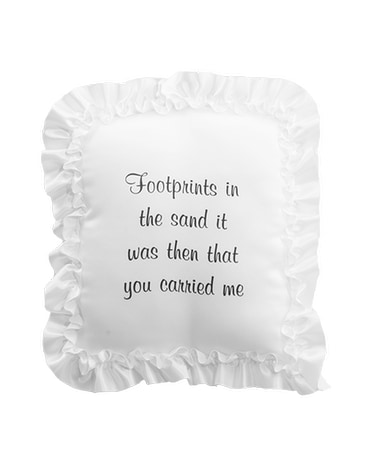 Footprints White Satin pillow with inscription Custom product