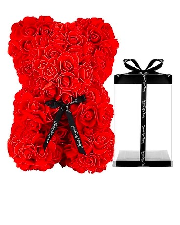 Red Rose Foam Teddy Bear Flower Arrangement