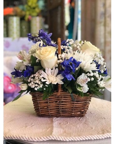 Petite Basket - Baby Boy Flower Arrangement
