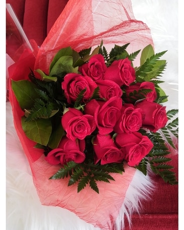 A Dozen Red Roses Hand Tied Bouquet Flowers