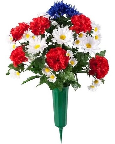 Red White Blue Artificial for the Cemetery Flower Arrangement
