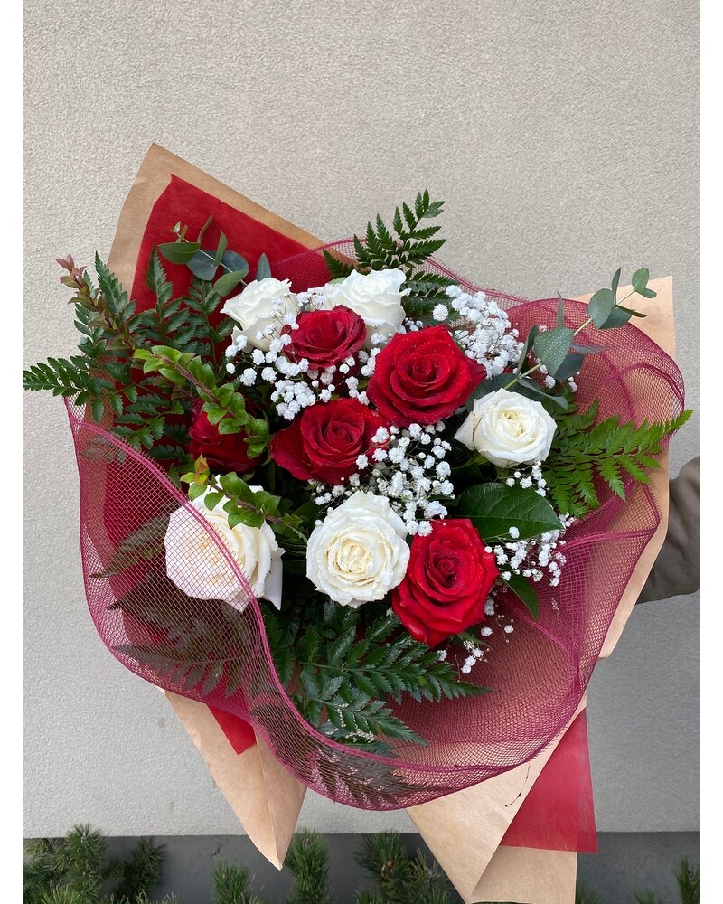 Red and White Rose Bouquet - Dozen in Maple Ridge BC - Westgate