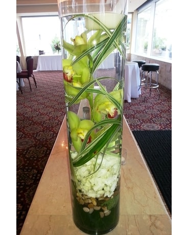 Zen Cymbidium Table Centerpiece Flower Arrangement