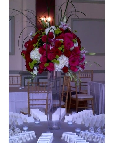 Summer Roses and Hydrangeas Table Centerpiece Flower Arrangement