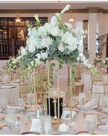 Art Deco Whites Table Centerpiece Flower Arrangement