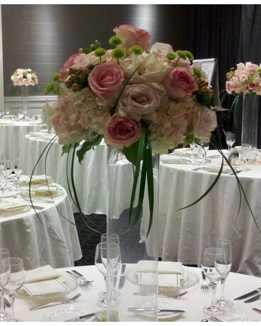 Pink Blush Tall Table Centerpiece Flower Arrangement