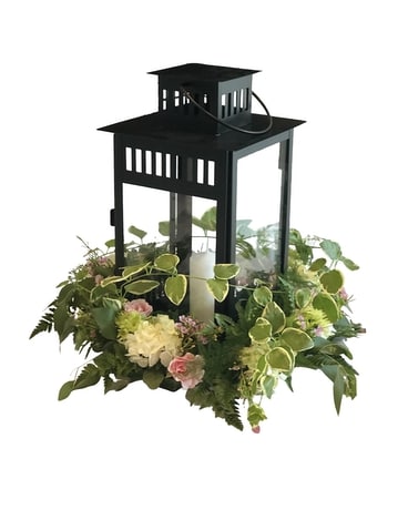 Lantern Centerpiece Flower Arrangement