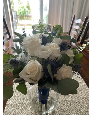 Roses and Thistles Handtied Bouquet Flower Arrangement