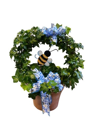 Bee Happy Topiary Wreath Plant