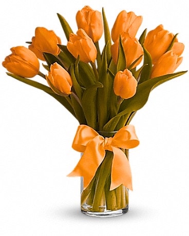Sunset Orange Tulips Flower Arrangement