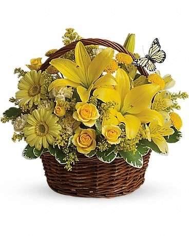 Basket Full of Wishes Flower Arrangement