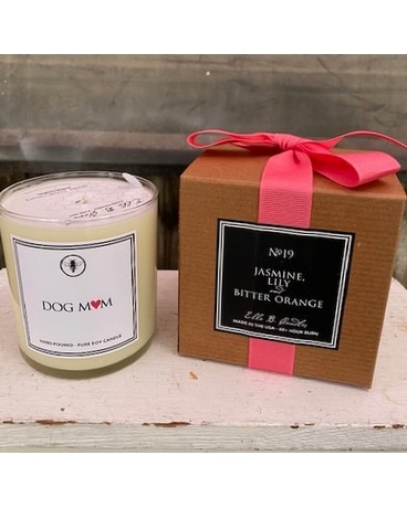 Dog Mom Candle Flower Arrangement