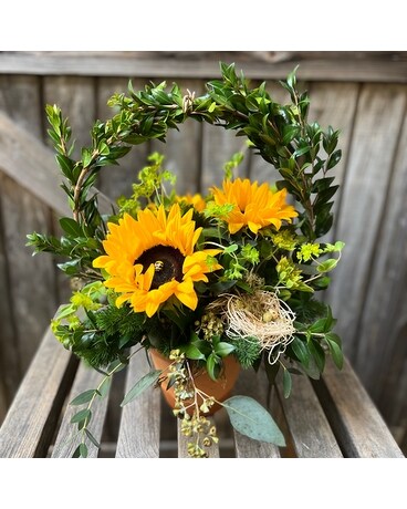 Terra-cotta Sunflowers Flower Arrangement