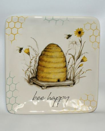 Bee Happy Small Square Plate Gifts