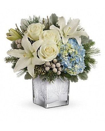 Teleflora's Silver Snow Bouquet - by Cliff Avenue Flower Arrangement