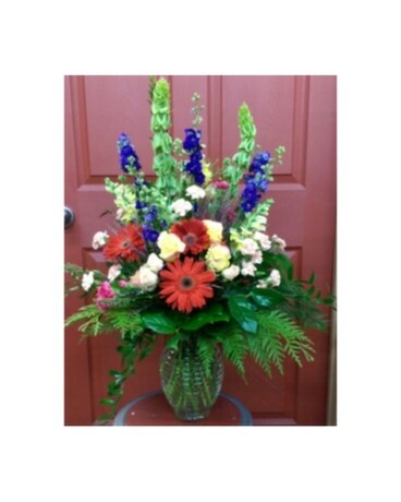 Vibrant garden vase.