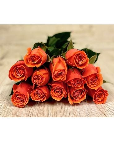Flowers N' Designs -Dozen Orange   Roses Flowers
