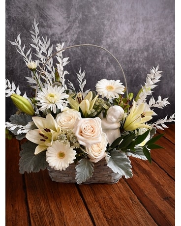 Precious Memories with Cherub Flower Arrangement