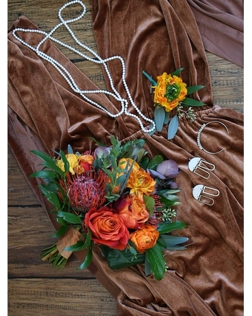 Rich Sunset Flower Arrangement