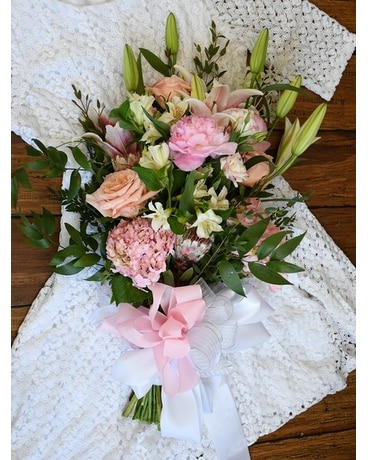 Blushing Peach Arm Bouquet Flower Arrangement