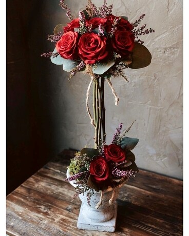Red Remembrance Topiary Flower Arrangement