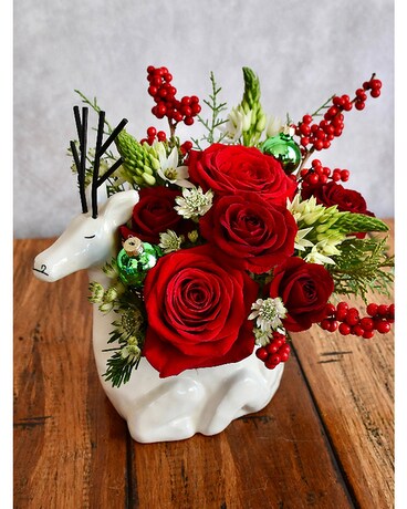 Rosey the Reindeer Flower Arrangement