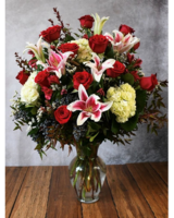 Red Deluxe (2 dz) plus delivery size,  inches height and  inches wide.