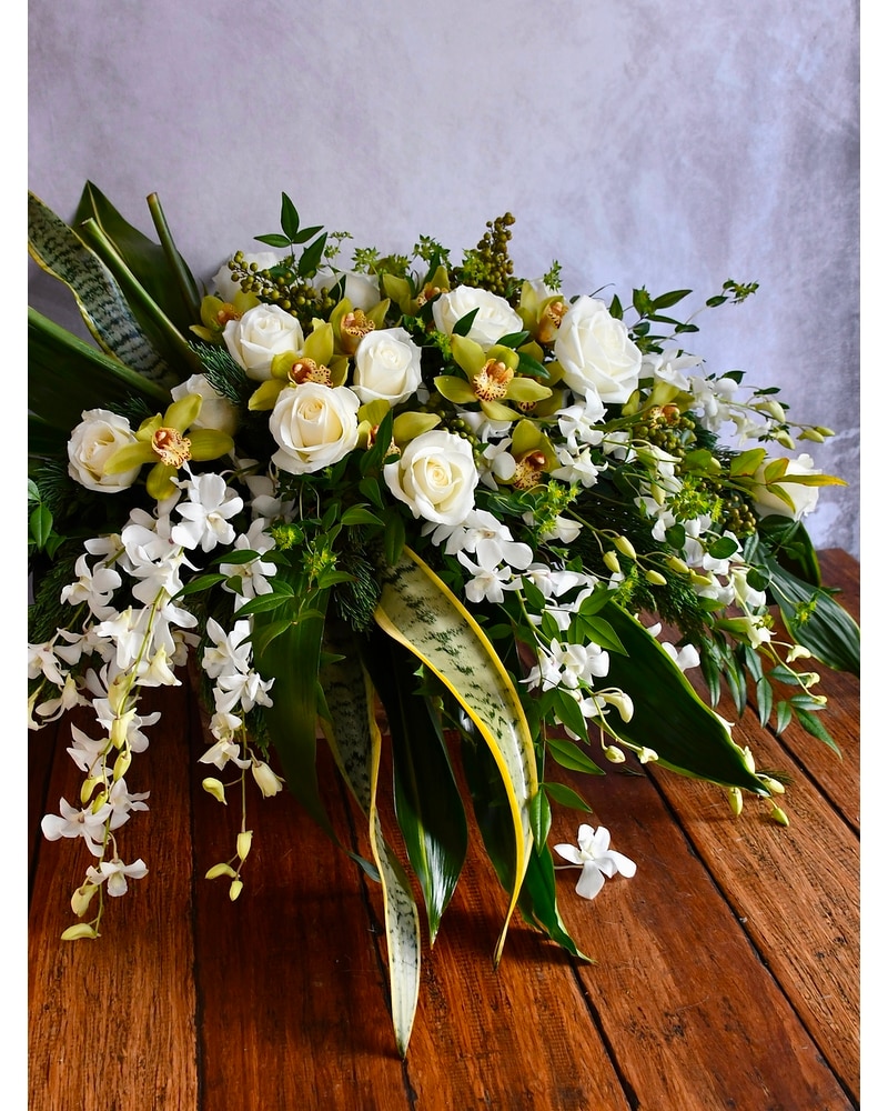 Orchid & Rose Casket Spray in Macon GA - Lawrence Mayer Florist