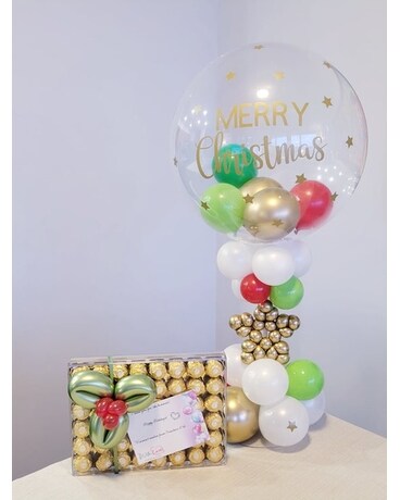 Xmas Holly Jolly Centerpiece Balloon Bouquet