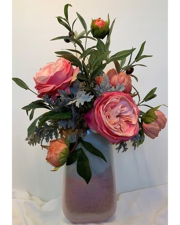 Pink Peony Silk Flower Arrangement