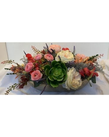 Rose, Ranunculus and Succulents Flower Arrangement