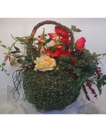 Spring Moss Basket Flower Arrangement