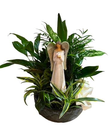 Dish Garden with Angel Flower Arrangement