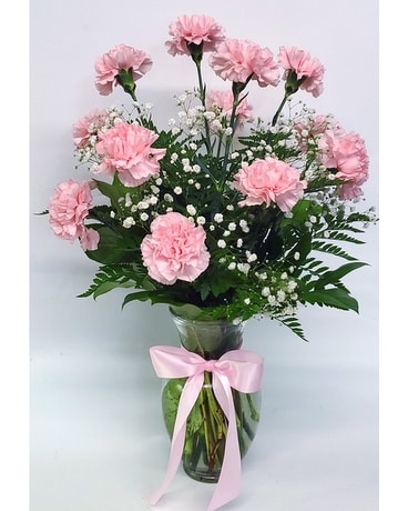 Dozen Pink Carnations Flower Arrangement