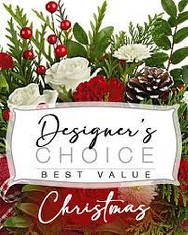 Designers Choice Christmas Vase of Flowers Flower Arrangement